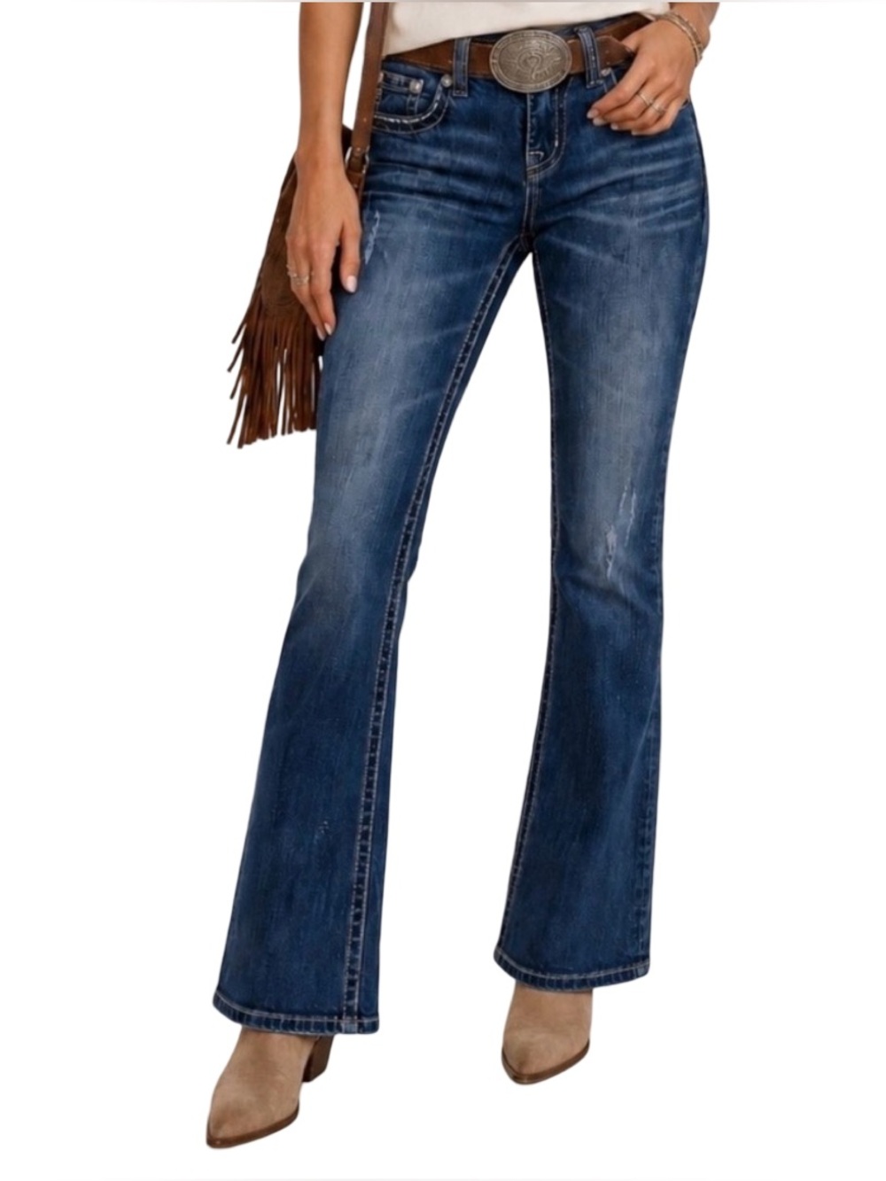 MISS Me Embellished Rhinestones Chain Jeans Easy Boot JE5734EL 25
